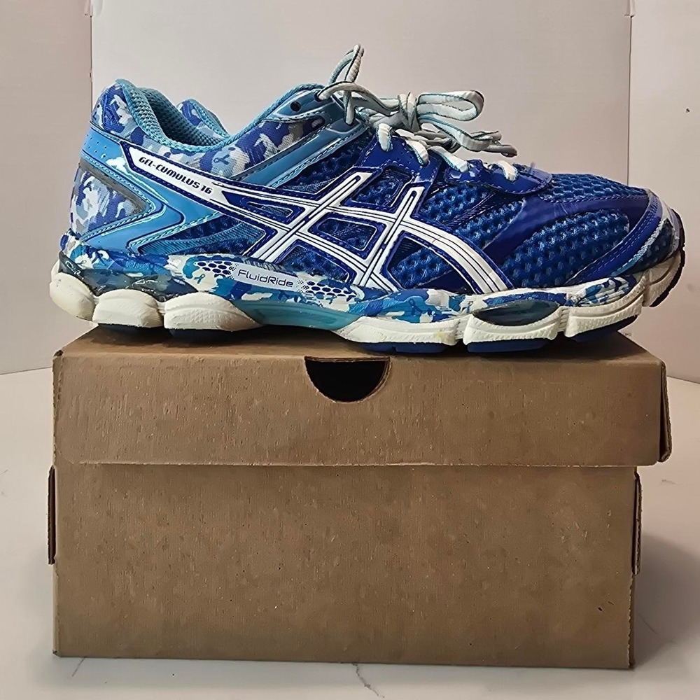 ASICS Gel Cumulus 16 Solize Blue Camo Runner Shoes Women's - 9 US